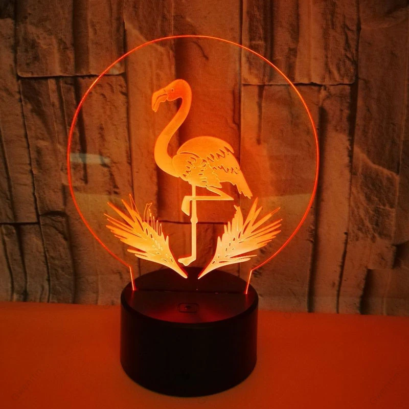 3D лампа-иллюзия фламинго Ночной светильник светодиодный USB 7 цветов настольные