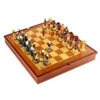 character resin chess national history war theme board game toy table luxury knight collection gift with wooden chess board