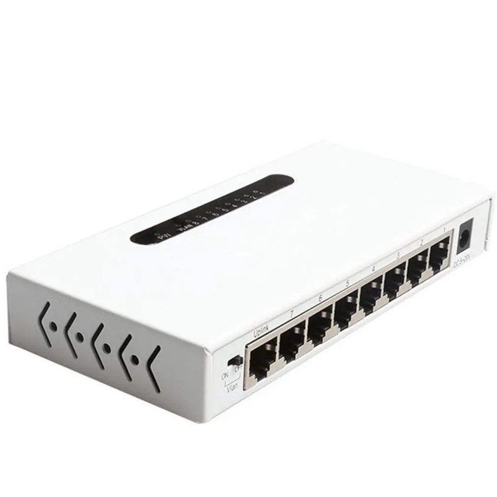 8 Порты и разъёмы Сетевой коммутатор PoE Gigabit 1000M Ethernet металлический корпус прочный