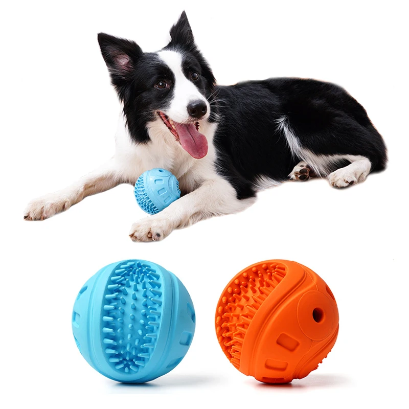 

Dog Cat Chew Toy Ball Pet Puppy Interactive Balls Bite Resistant Tooth Molar Cleaning Vocal Rubber Chewing Toy Squeak Toys