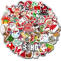 50pcs christmas sticker gifts toy for children santa claus reindeer cartoon decal to snowboard skateboard helmet guitar stickers