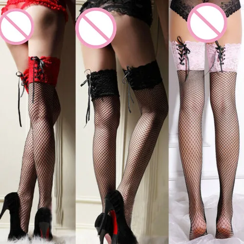Черные ажурные Hold Ups размера плюс для женщин пикантные сетчатые Сапоги выше