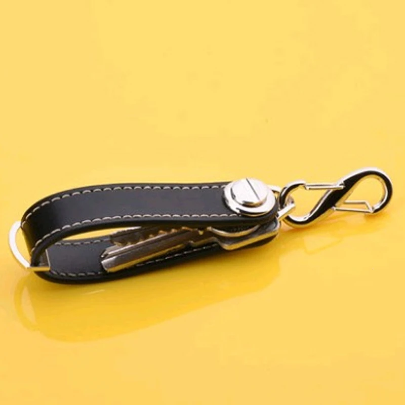 Genuine Leather Cowhide Creative Key Chain Holder Organizer Smart Key EDC Gear Keychain Car Pocket Ring Keyring