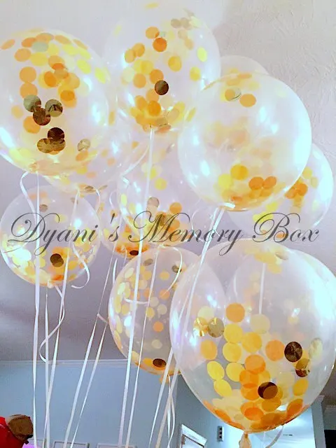 Прозрачные воздушные шары 12 дюймов латексные золотистые блестящие с конфетти