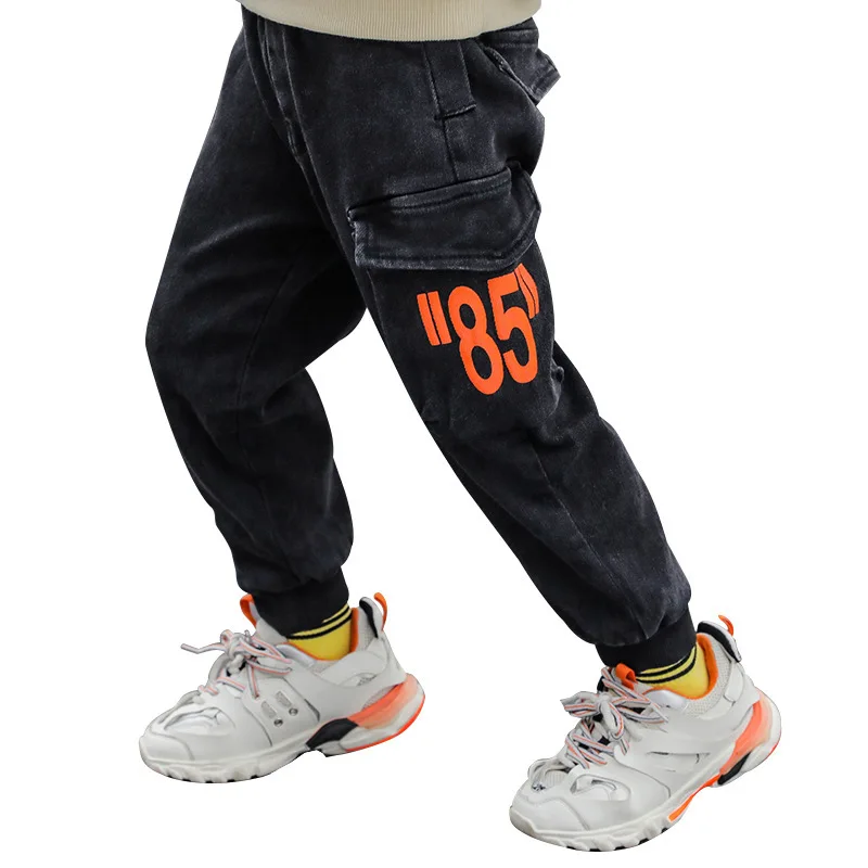 New Long Plus Velvet Autumn Winter Jeans Pants Boys Children Kids Trousers Clothing Teenagers Thicken High Quality 4-12 Years | Мать и