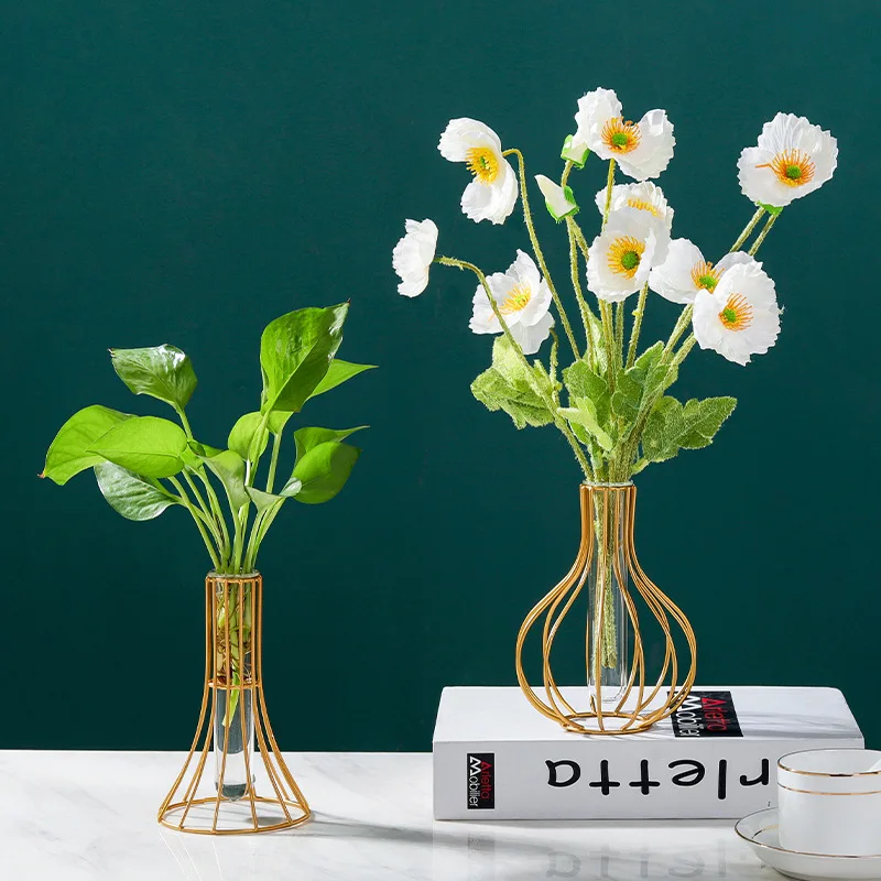 

Новые товары, железная художественная тыква, стеклянная пробирка, ваза с зелеными цветами, гидропонное зеленое растение, украшение для руко...