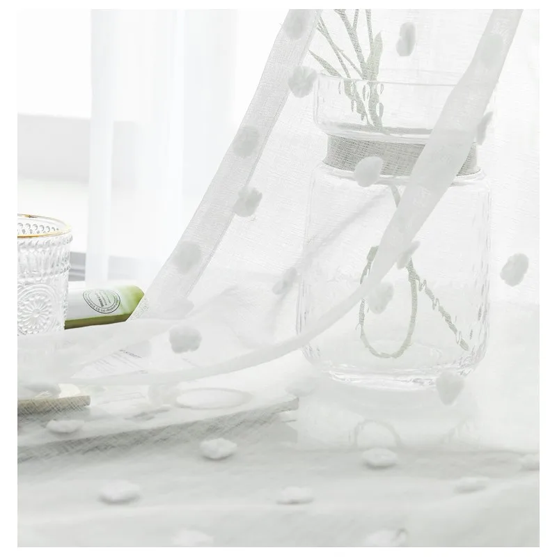 Белая занавеска из хлопчатобумажной пряжи с вышивкой для окна в скандинавском