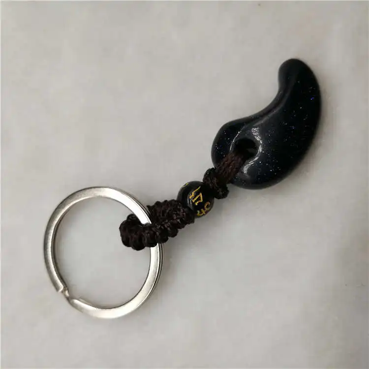 Брелок для ключей из натурального синего песчаника аксессуары со стразами