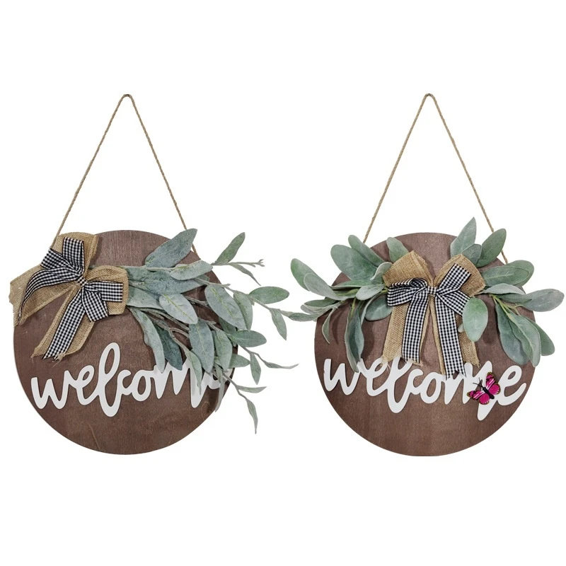 

Artificial Bowknot Flocking Rabbit Ear Leaf Lamb Ear Leaf Door Decoration Welcome Card Home Hotel Garden Party Wall Decoration