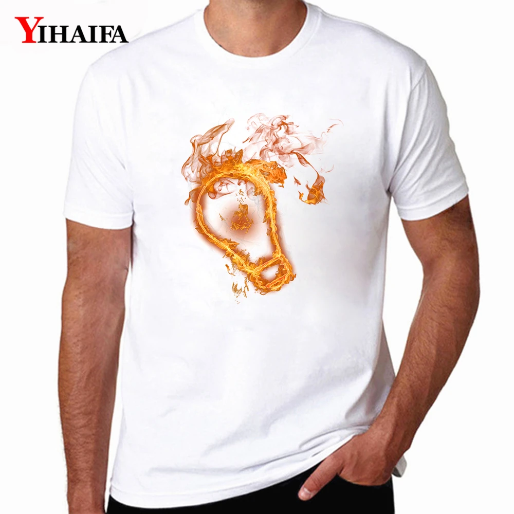 Повседневная мужская футболка креативный пожарный светильник лампа графика