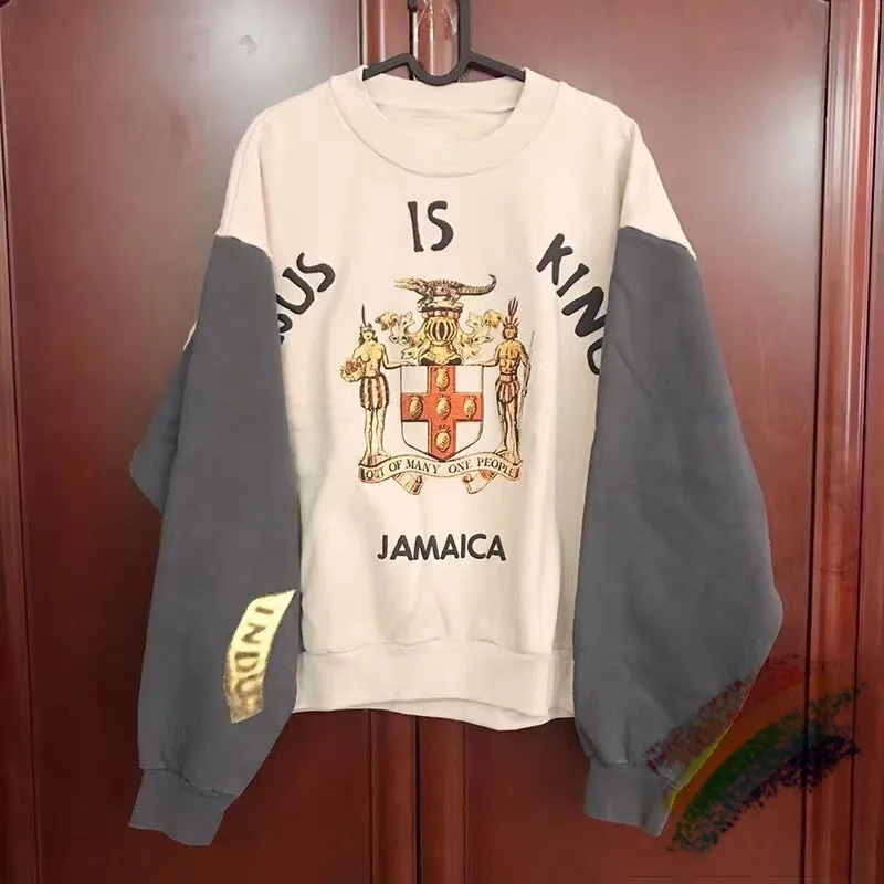 Kanye West и надписью «Jesus Is King Ямайка толстовка с круглым вырезом Для мужчин Для женщин Для мужчин 1:1 Топ Версия уличная и надписью «Jesus Is худи с к...