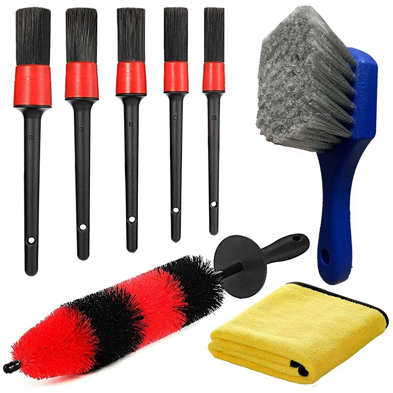 

Wheel & Tire Brush , Car Detailing Kit for Cleans Dirty Tires & Releases Dirt and Road Grime 8Pcs