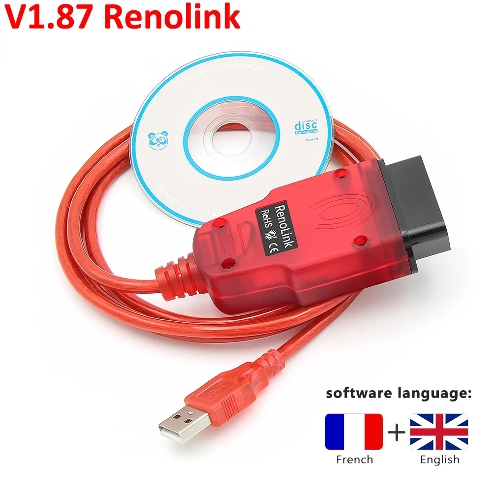 Лучший Renolink V1.98 для Renault OBD2 ECU Программатор Reno Link 1.87 диагностический кабель USB