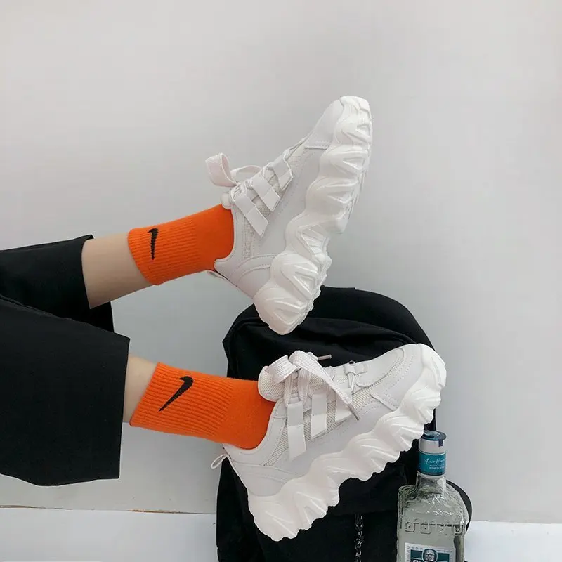 

Женские кроссовки из сетчатой ткани, повседневные, дышащие, на толстой подошве, X157, для лета, 2020