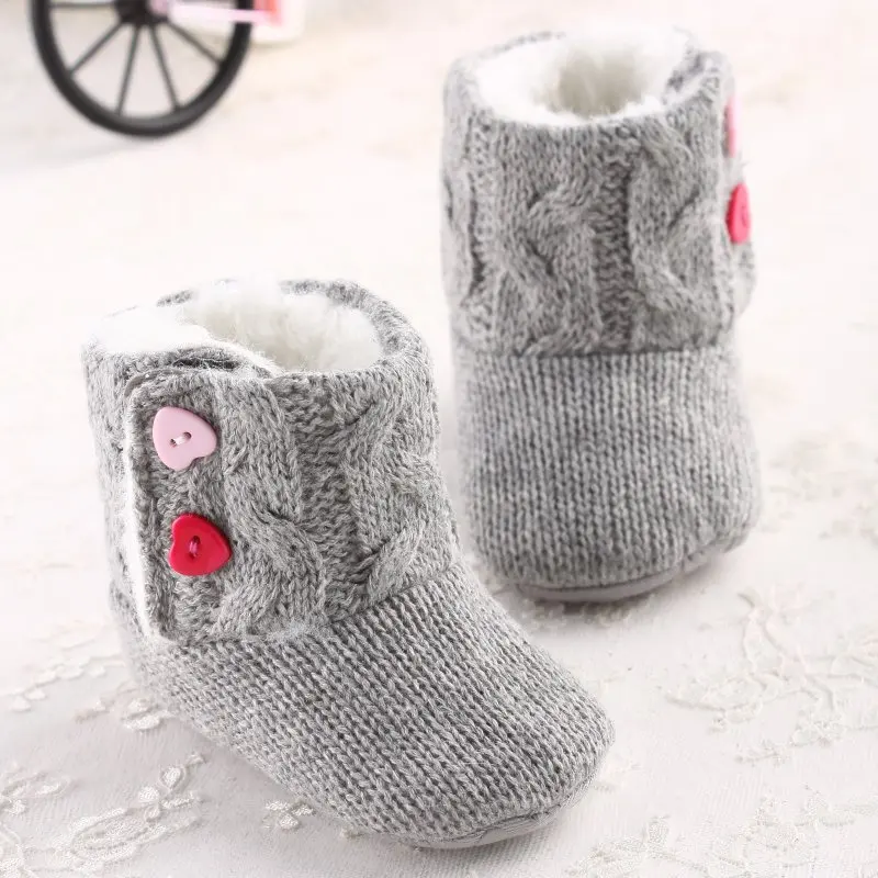 Winter Cotton Snow Warm Soft Sole Boots Baby Girl Crochet Knit Fleece shoes Toddler Wool Infant First Walkers |