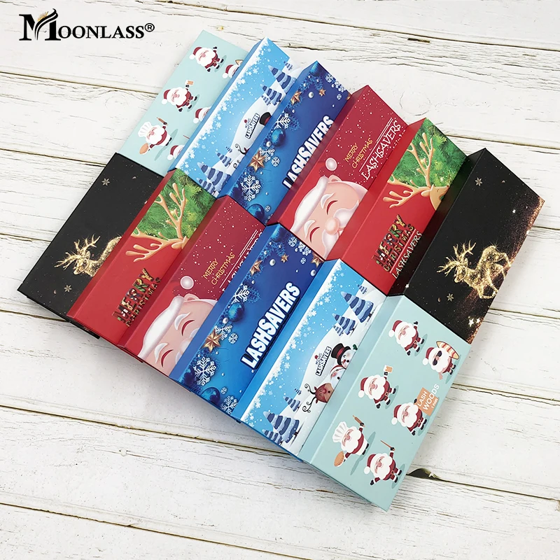 

New Christmas Lashes Packaging Eyelash Packaging Box Wholesale Empty Lash Boxes With Tray Case Makeup 25mm Mink Lashes Case