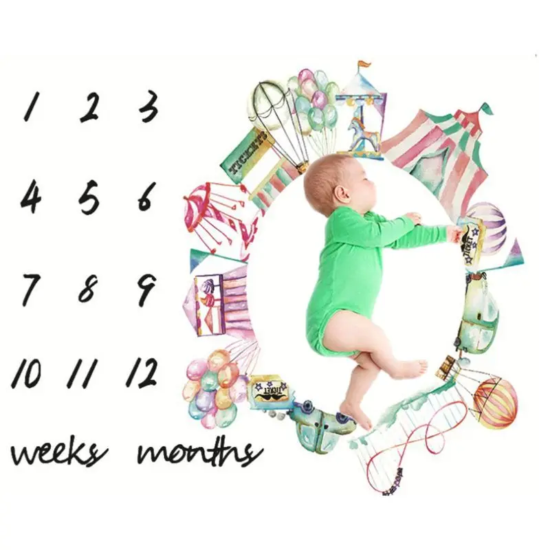 

Newborn Weeks Monthly Milestone Photography Props Blankets Child Baby Infants Growth Photo Background Cloth Blanket