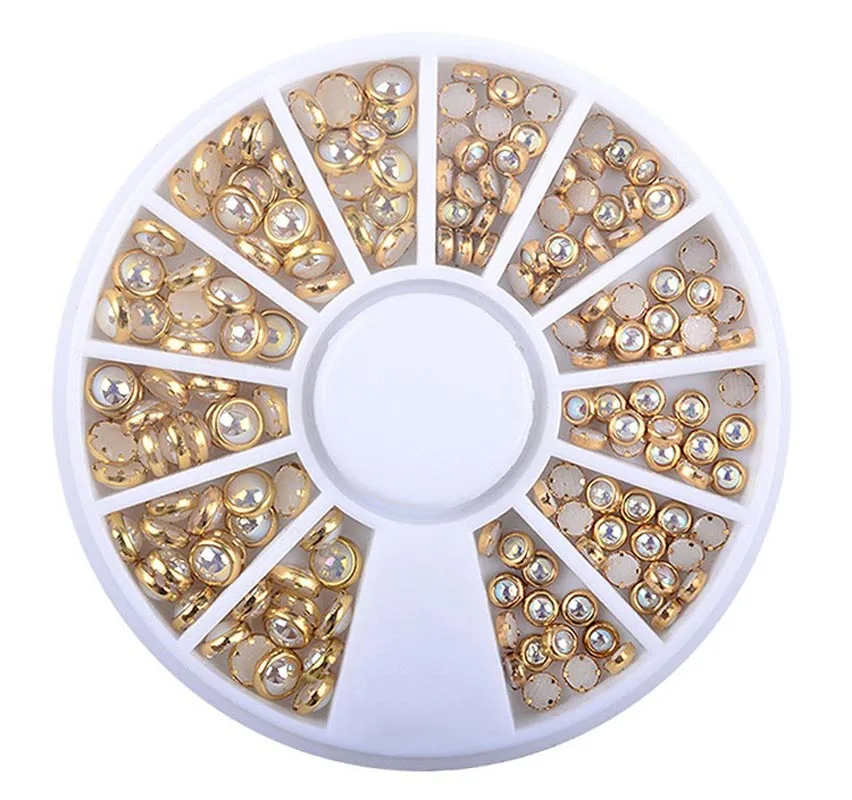 AB бежевый цвет металлические края блестящие бусины для ногтей шпильки DIY