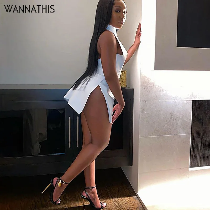 Женское платье из искусственной кожи WannaThis Элегантное повседневное с длинным