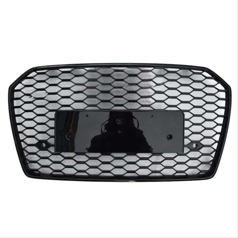 

Auto Hex Mesh Front Grille Black Honeycomb Racing Grill with Chrome Emblem For Audi A6 C7 Upgrade RS6 2016 2017 2018