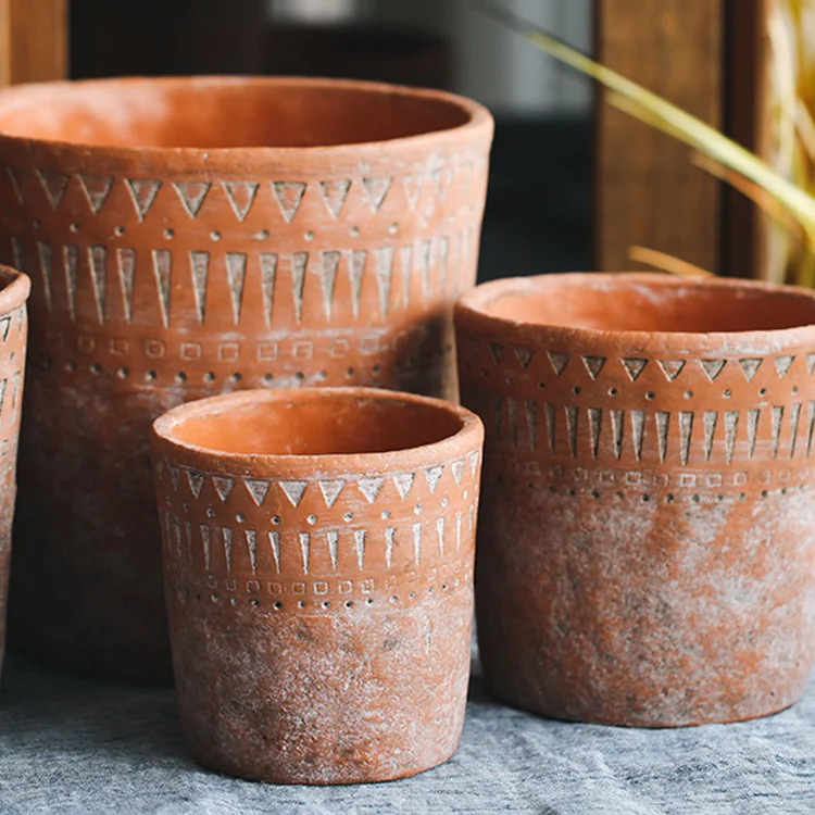 

Цементные винтажные цветочные горшки, уличные горшки в китайском стиле, Классические горшки для балкона и окна, аксессуары для растений ...