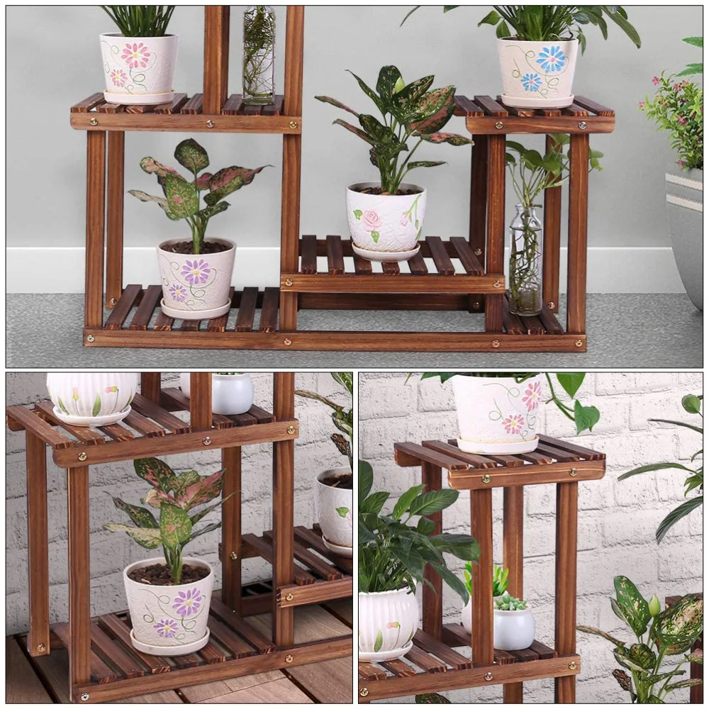 

1Pc Wood Flowerpot Rack Multi-layered Plant Pot Stand Creative Flowerpot Holder