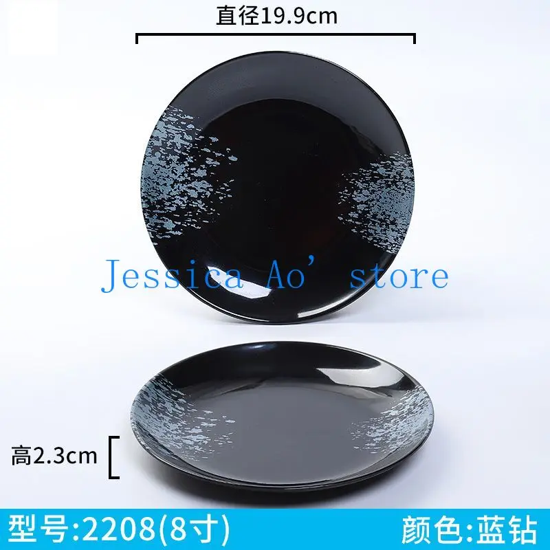 

2pcs 15-25cm Classic Black Steak Plates Round Dinner Set Flat Charger Plate Buffet Dishes and Plates Dinnerware Set