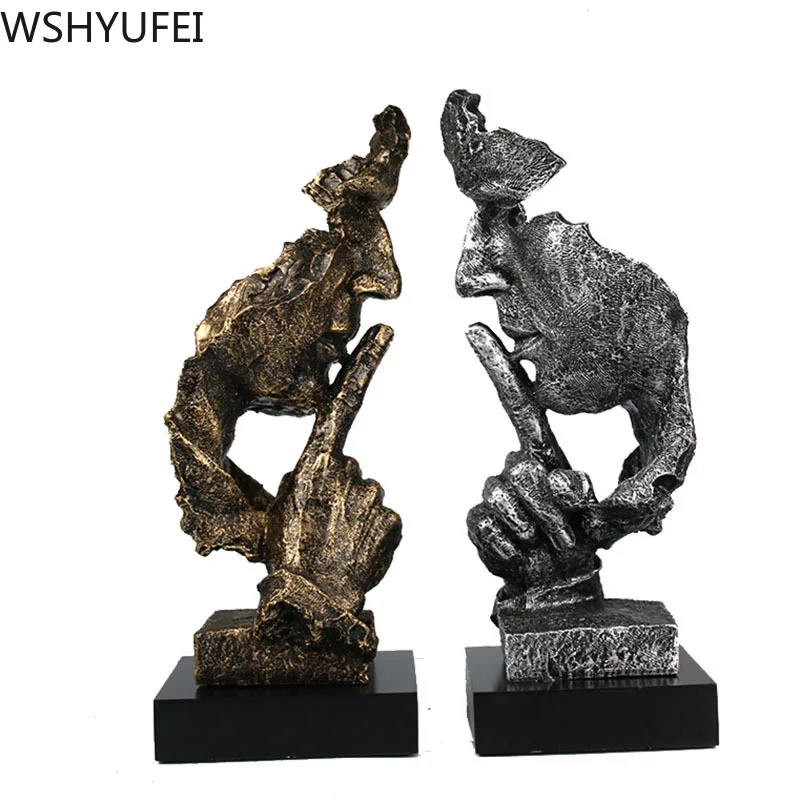 Европейский стиль абстрактная скульптура статуэтка украшения тишина золото