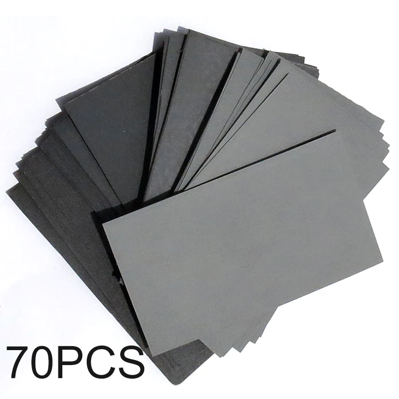 

NEW 70pcs Sandpaper 3"*5-1/2" COMBO 600/800/1000/1200/1500/2000/2500 Grit Sanding Paper Water/Dry Abrasive SandPapers