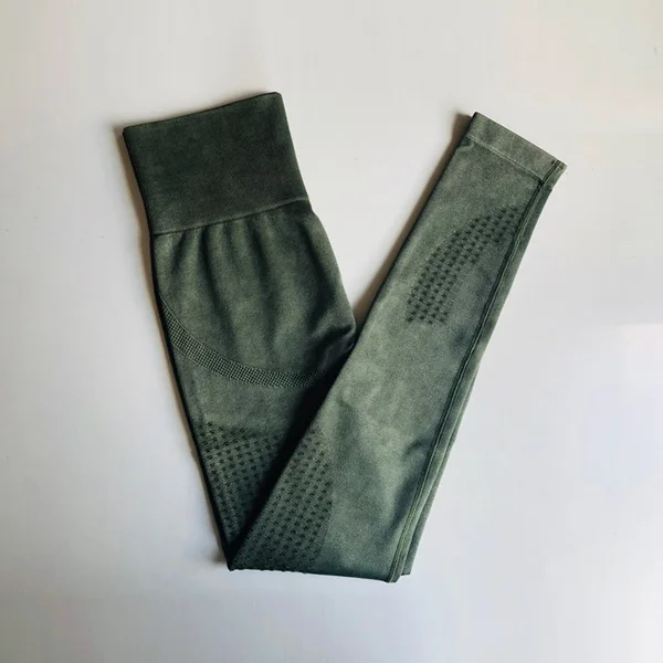 Army green Женские Ретро Бесшовные штаны для йоги, спортивная одежда для бега, эластичные леггинсы для фитнеса, контроль живота, Гимнастические Колготки с высокой талией - Цвет: Army green