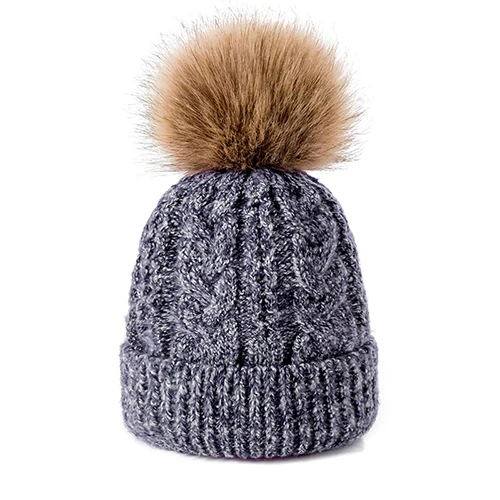 Модная шапка с помпонами для женщин, женские шапки Skullies, женские шапки бини, теплая вязаная шапка, женская зимняя шапка, Брендовая женская шапка бини - Цвет: 05