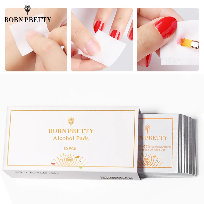50 шт./коркорт. Изопропиловые спиртовые хлопковые салфетки BORN PRETTY одноразовые для