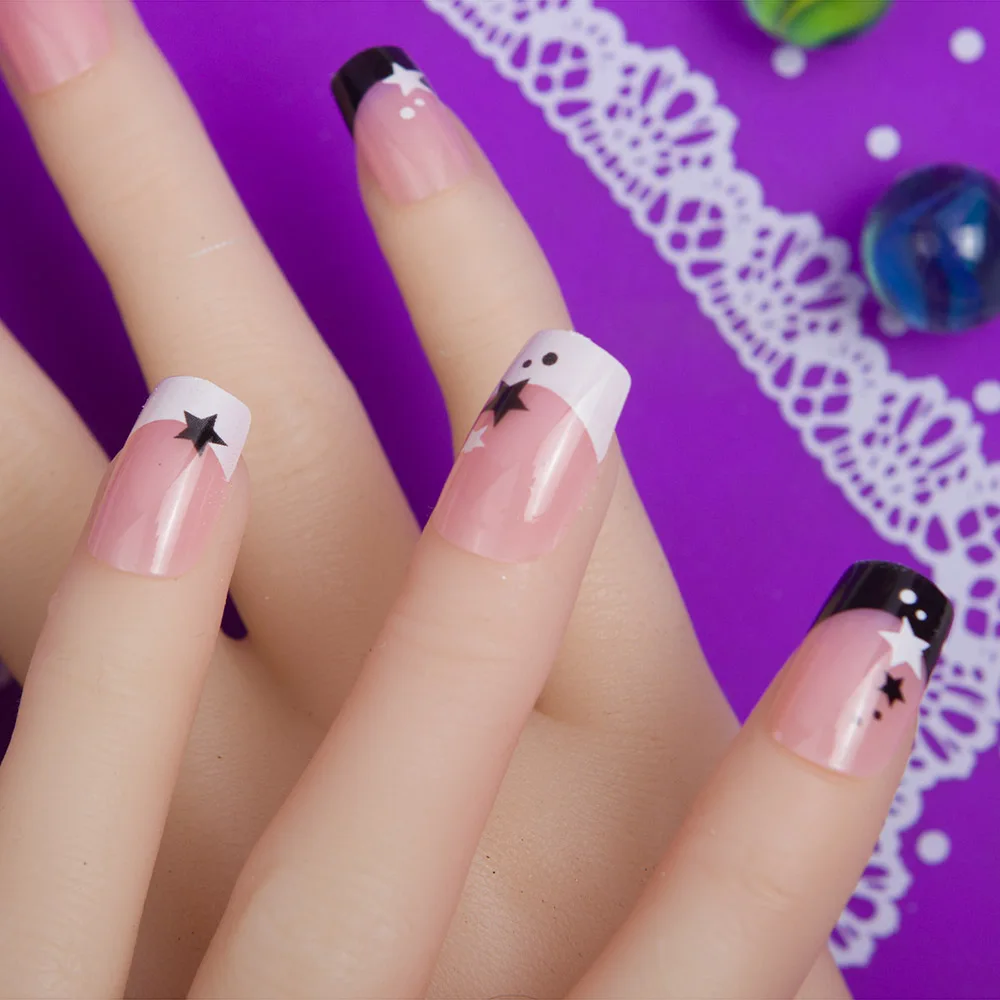 JQ модные нажимные ногти стильные искусственные накладные Типсы звезды дизайн 24