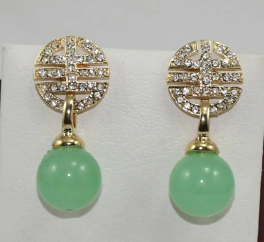 

Hot Sell Lady's New vintage Classic Green 12mm green Natural jade Drop Earring