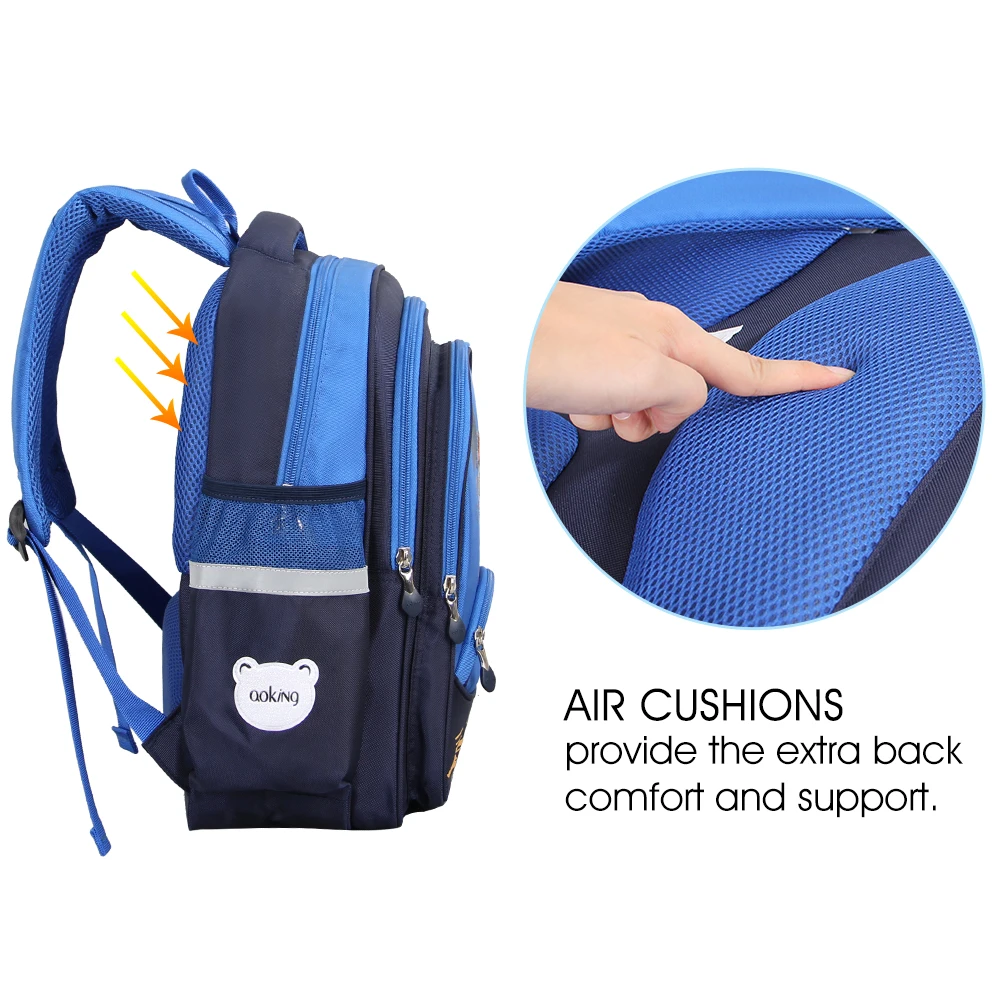 Aoking Kids School Bag Safe Boys Spacious Waterproof Printing Cute Animal Backpacks For Children Reflective Casual Daypack