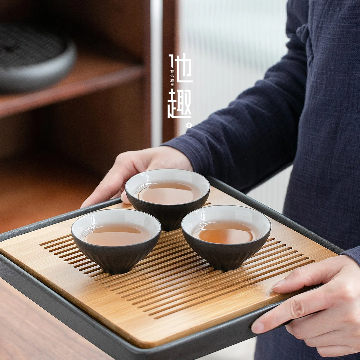 Ручная работа керамические чашки для чая простая черная керамическая чашка