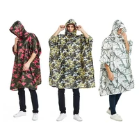 camouflage waterproof outdoor camping hiking rain cover hooded poncho
