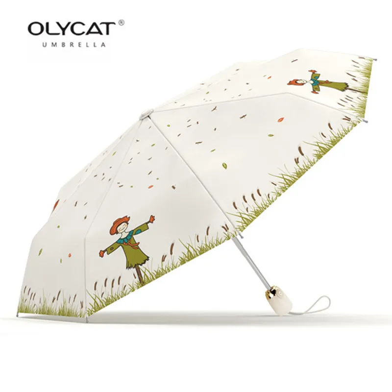Полностью автоматический трехскладной Зонт OLYCAT высококачественный с принтом в