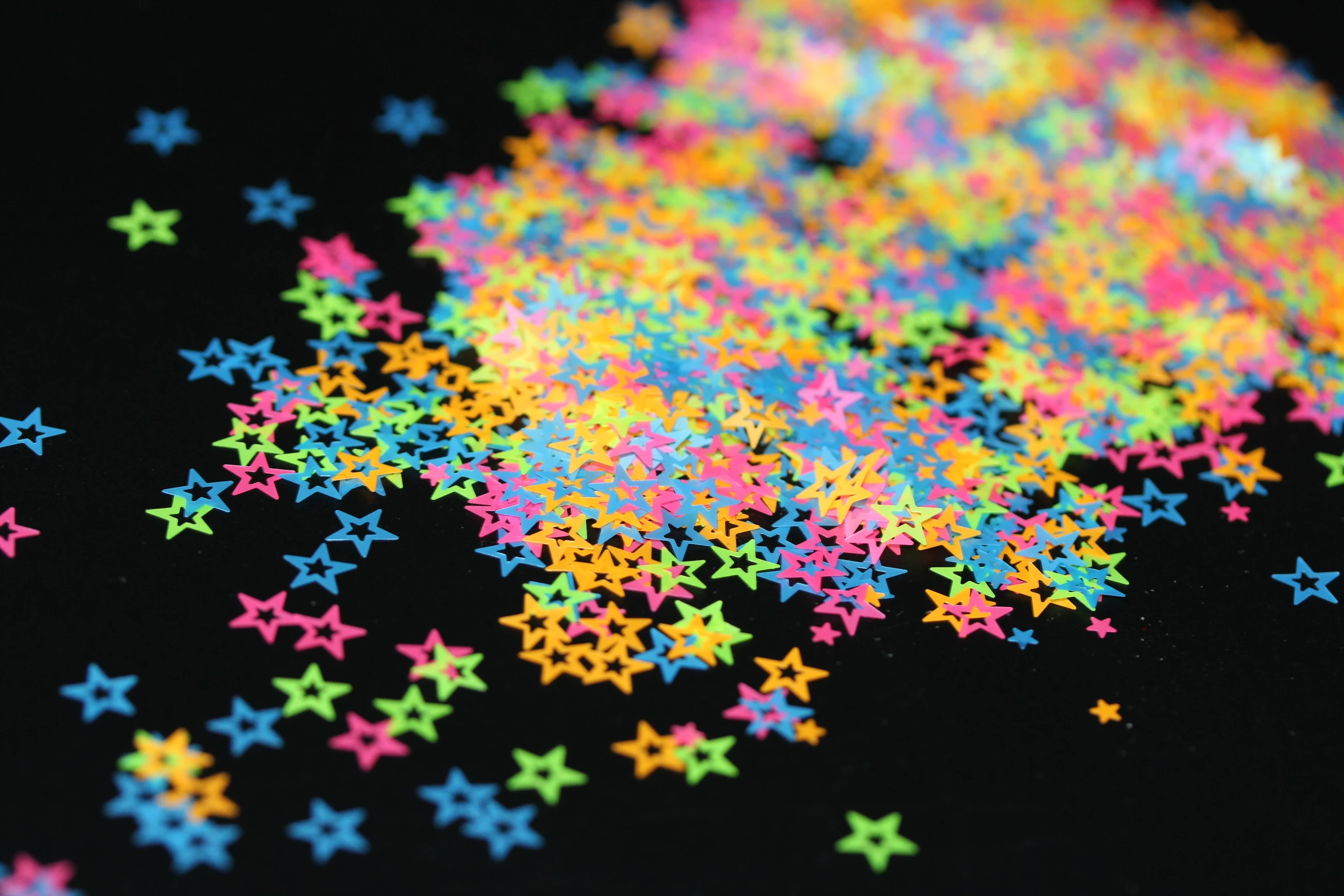 Полые звезды форма 6 мм Неоновый красочный блеск для украшения ногтей макияж