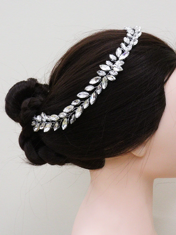 Роскошная Серебряная повязка на голову стразы тиара ручной работы свадебные