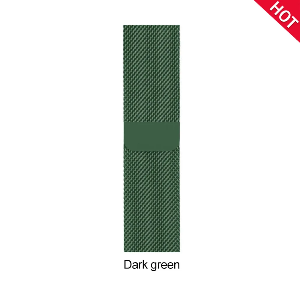 Dark green Миланский Браслет, Браслет Нержавеющая сталь ремешок для наручных часов Apple Watch серии 1/2/3/4, 42 мм, 38 мм, версия браслет ремешок для наручных часов iwatch, 5 40 мм 44 мм - Цвет ремешка: Dark green