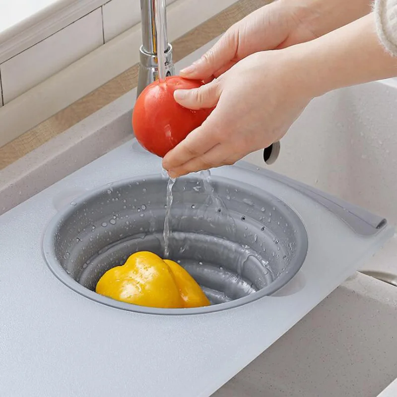 3 IN 1 Multi-Function Sink Drain Basket Cutting Board Filter Rack Vegetable Fruit Storage Holder Chopping Kitchen Tool | Дом и сад
