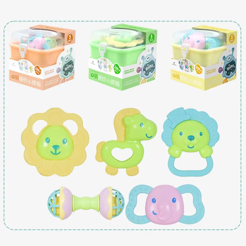 

Newborn Baby Infant Early Education Rattle Teether With Storage Box