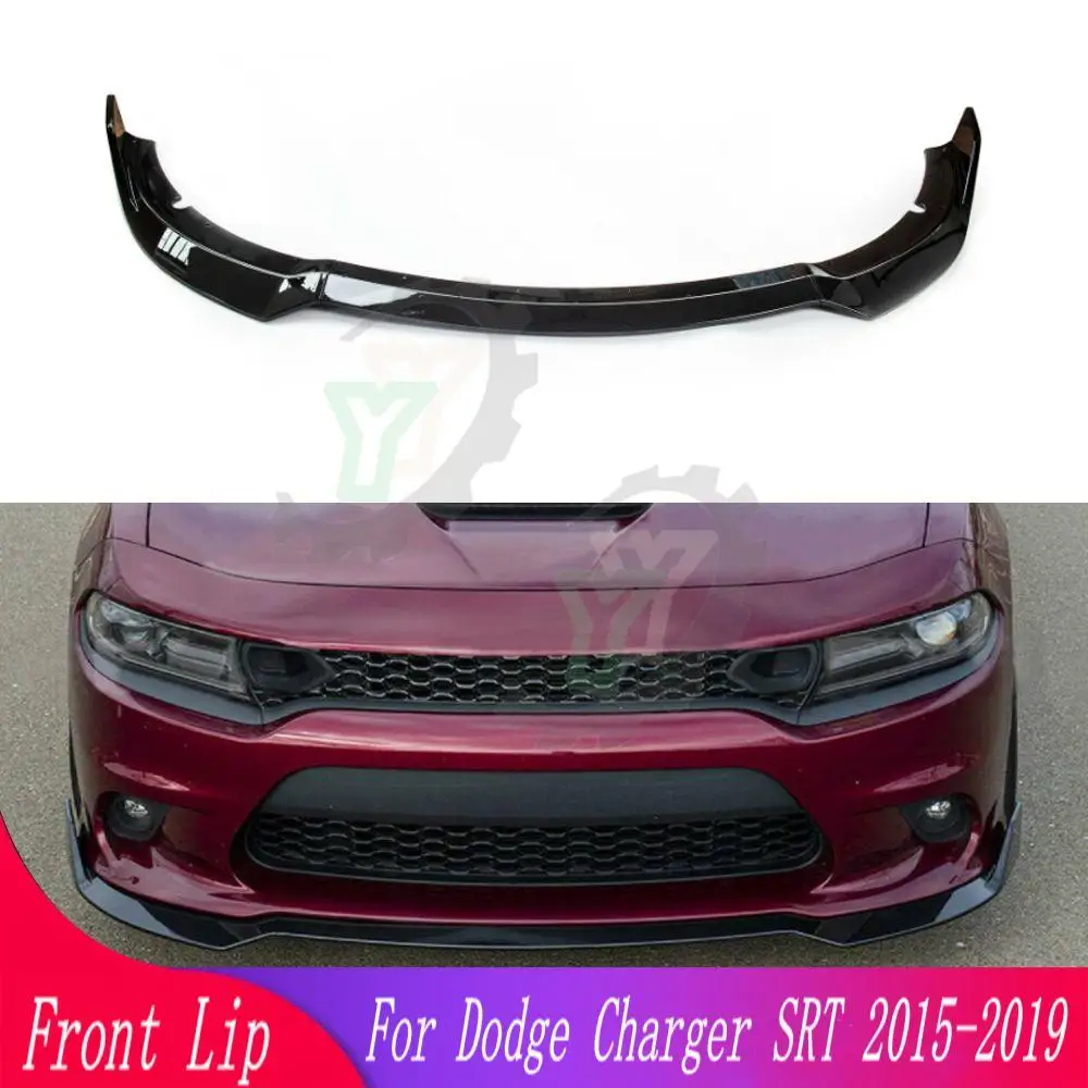 

For Dodge Charger SRT 2015-2019 Front bumper front lip spoiler splitter bright black lower surround shield molding cover chin