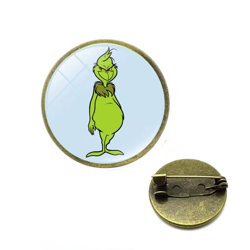 Grinch брошь популярный постер фильма 3D печатных стеклянных кабошонов Броши