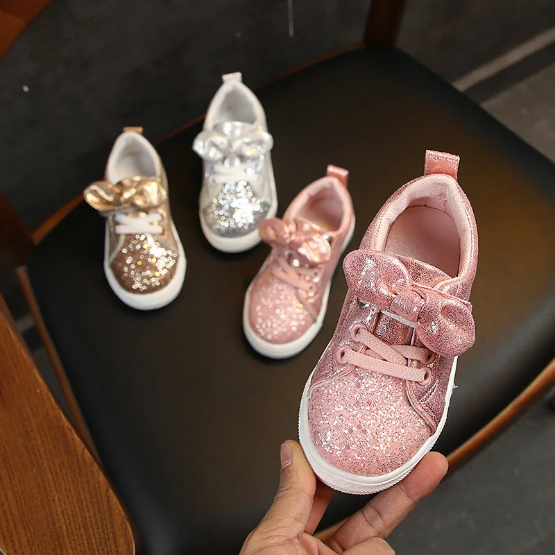 2022 spring New Bow Girl Sport Baby Shoes For Kids Fashion Sneakers Children Trainers Shoe 1 2 3 4 5 6 7 8 9 10 11 12 Year Old | Детская