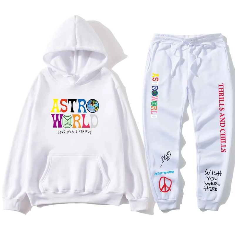 TRAVIS SCOTT ASTROWORLD hope you are here HOODIES fashion letters ASTROWORLD HOODIE streetwear + pants men's pullover sweatshirt