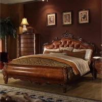 high quality european antique bed 2 people french bed 1 8 m king size american style genuine leather p10270