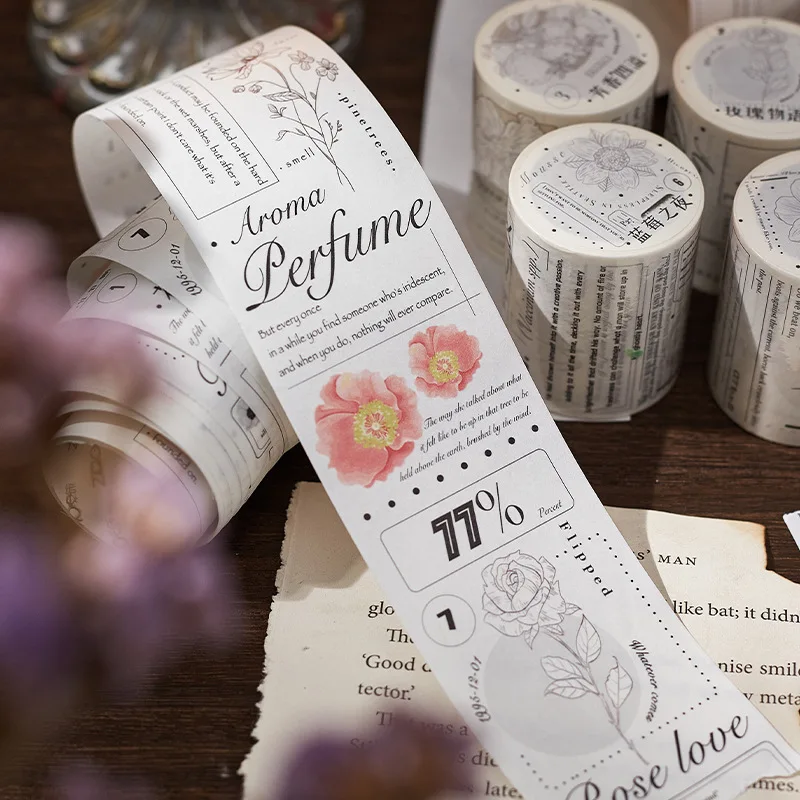 

5cmx3m Simplicity Floral Washi Tape Line Words Ins Creative Masking For Scrapbooking Notebook Journal School Supplies Stationery