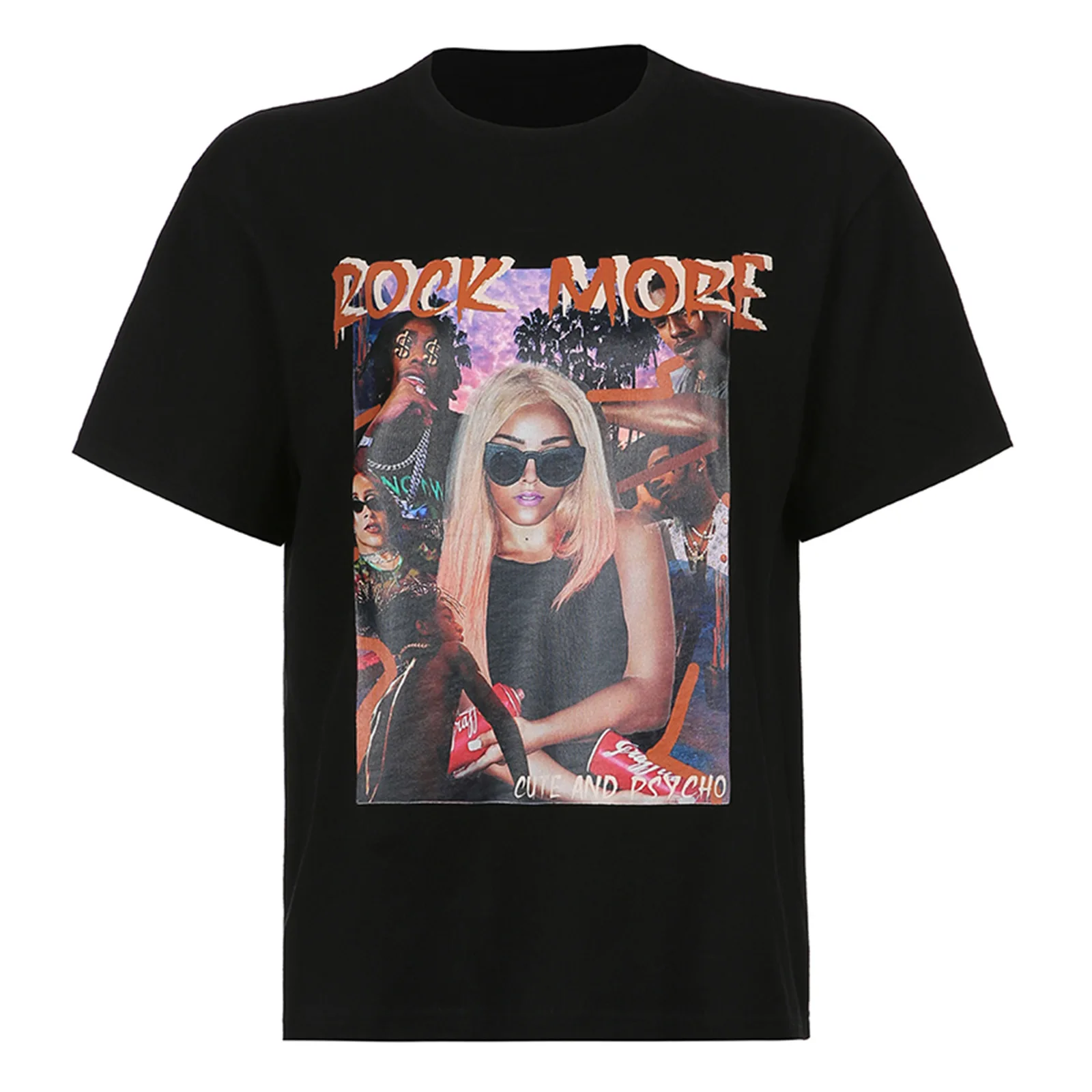 

Women's Oversized T-Shirts, Fashion Portrait Letter Print Short Sleeve Round Neck Tops